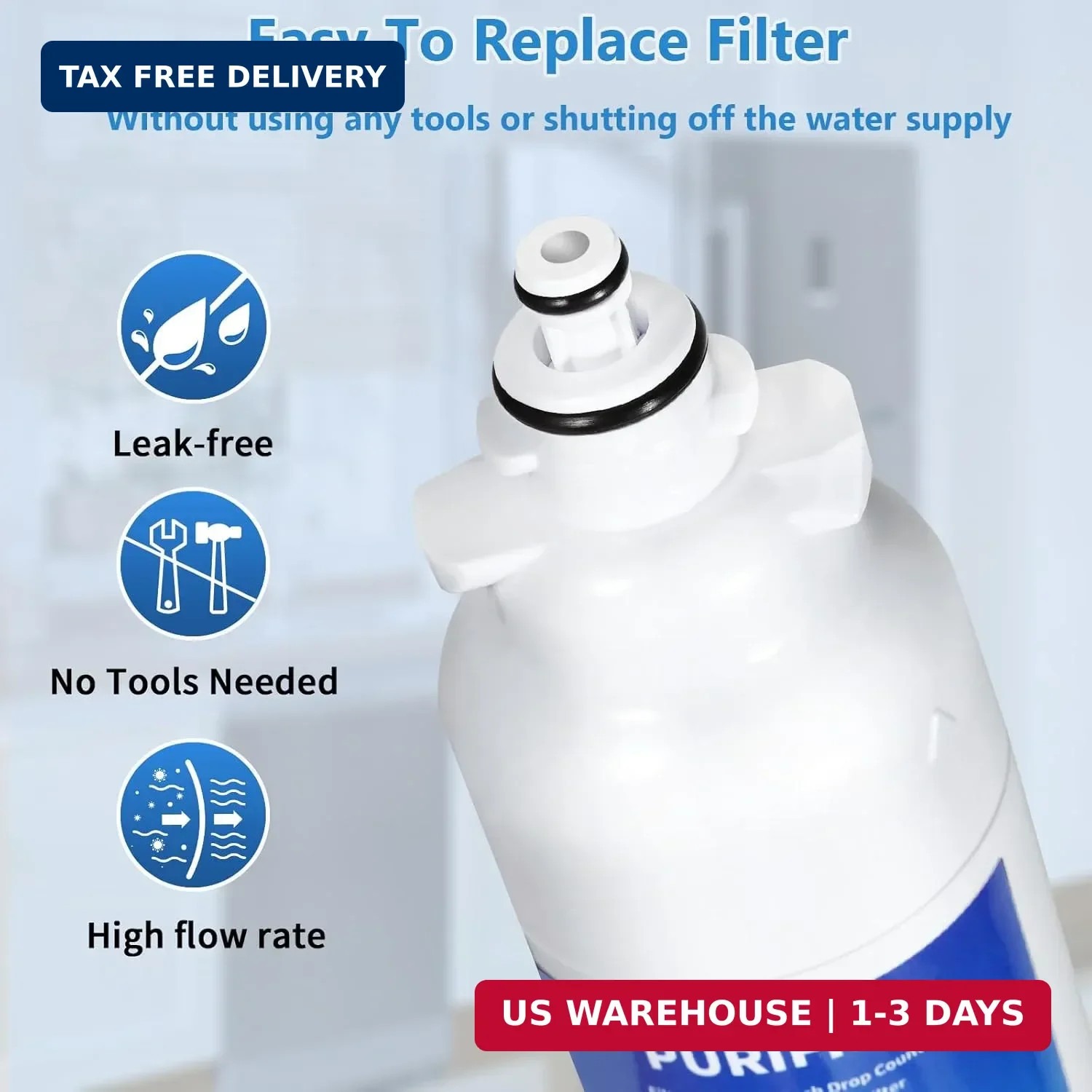 3 Pack ADQ73613401 Refrigerator Water Filter, Compatible with LG LT800P, LT800PC