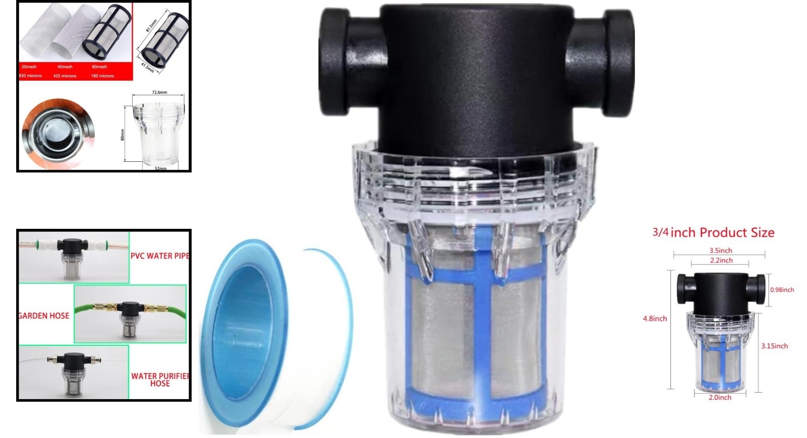 Stainless Steel Inline Sediment Filter 3/4 Inch for Garden Hose
