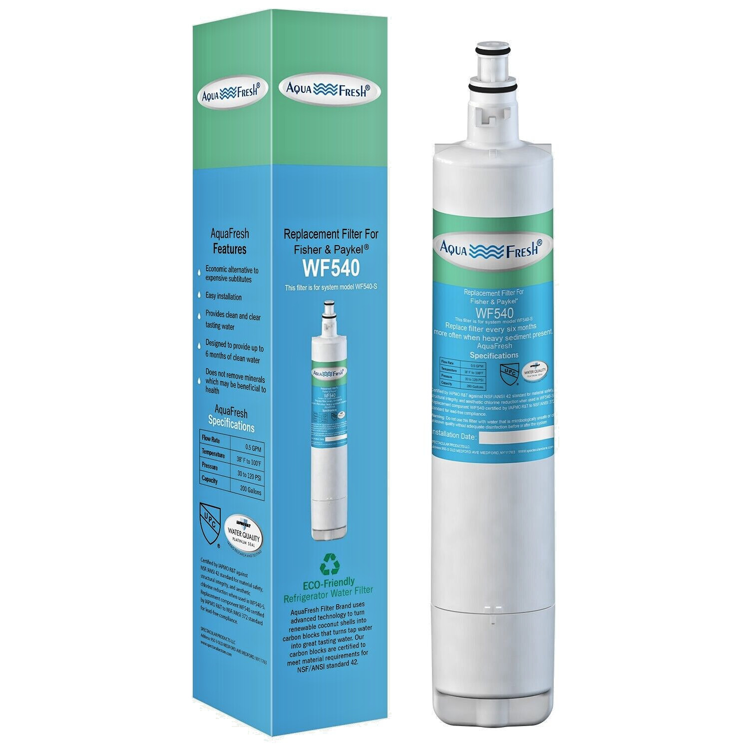 Fits Fisher & Paykel 847200 Certified Refrigerator Water Filter 2 Pack