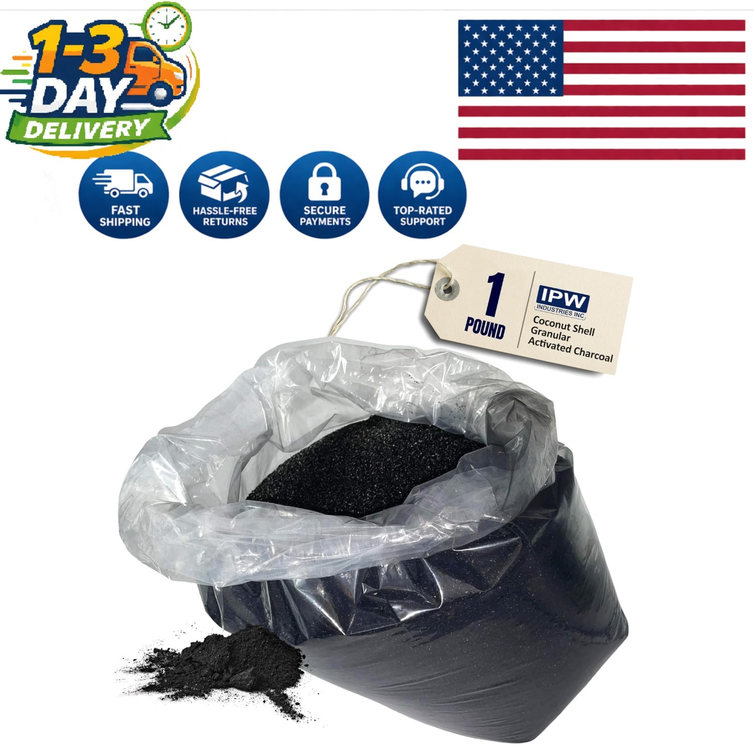 High-Performance Coconut Shell Activated Carbon – 1 lb for Clean Water