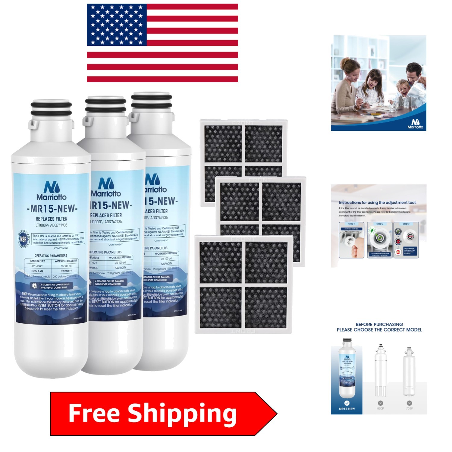 LT1000PC Water Filter & LT120F Air Filter Set – Chlorine Reduction, NSF Certi…