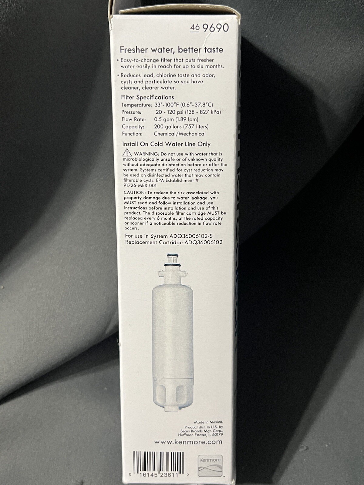 9690 KENMORE 469690 KenmoreClear Refrigerator Water Filter LG LT700P + (4 Pack)