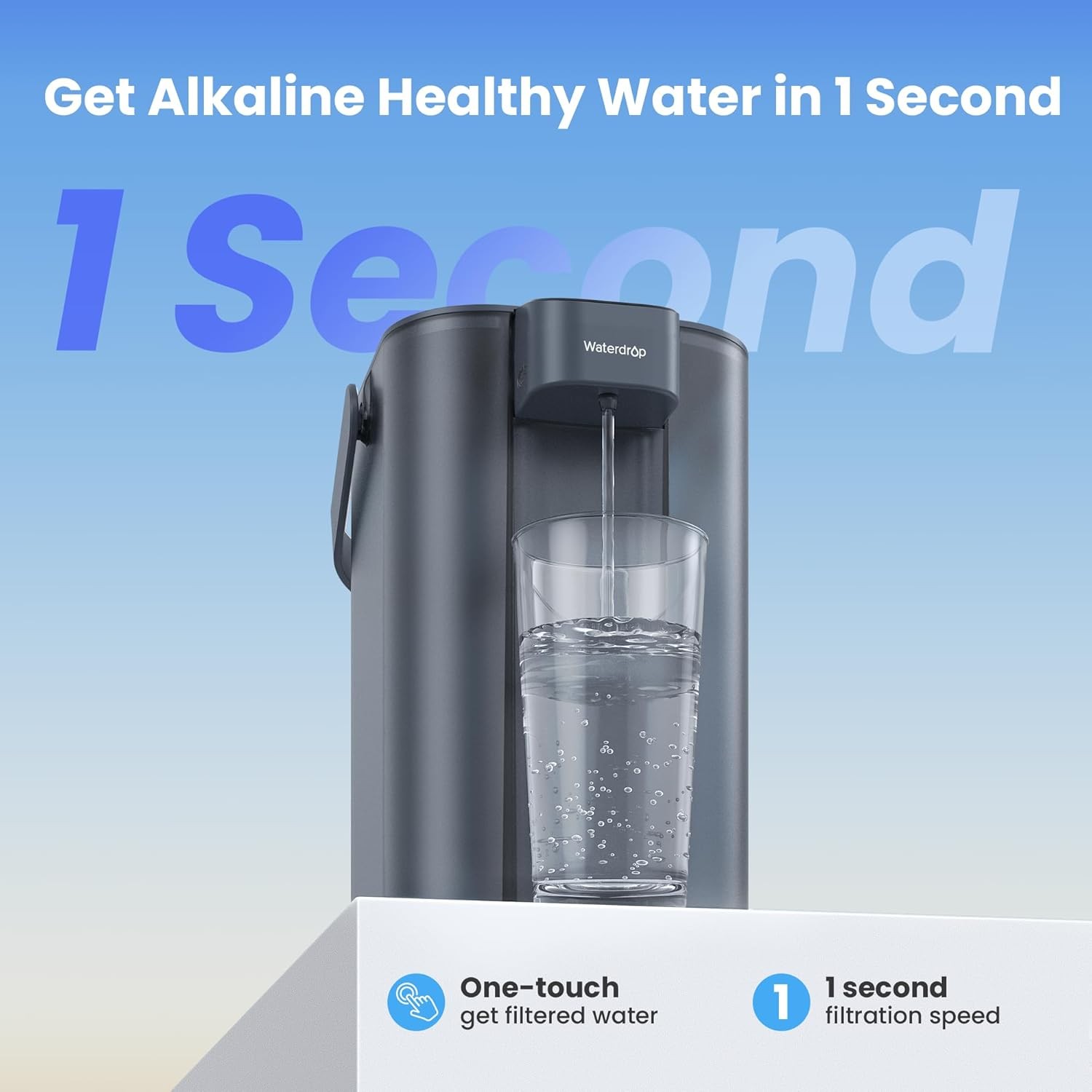 Waterdrop Alkaline Electric Water Filter Pitcher, Dispenser, NSF/ANSI 42, 15-Cup