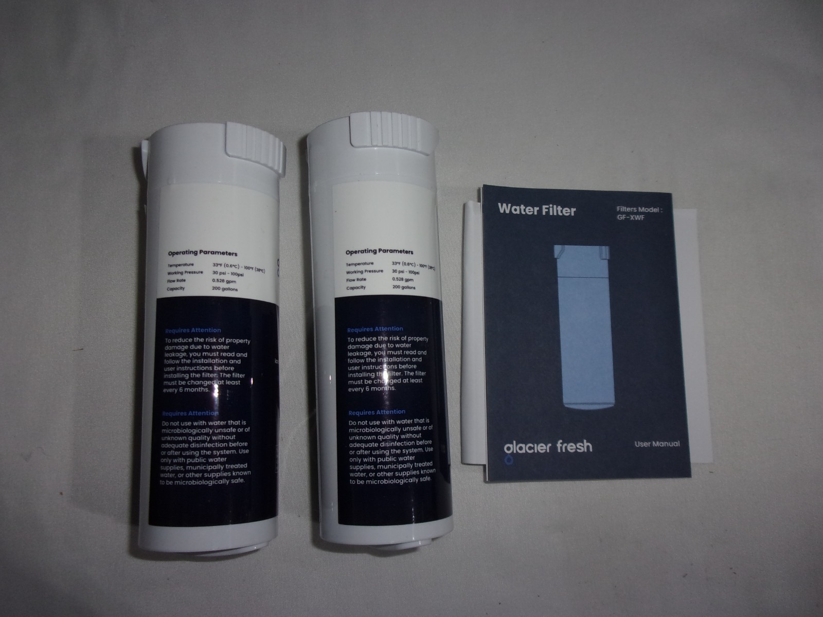 Lot of 2 Glacier Fresh GF-XWF Refrigerator Water Filters Replacement for GE XWF