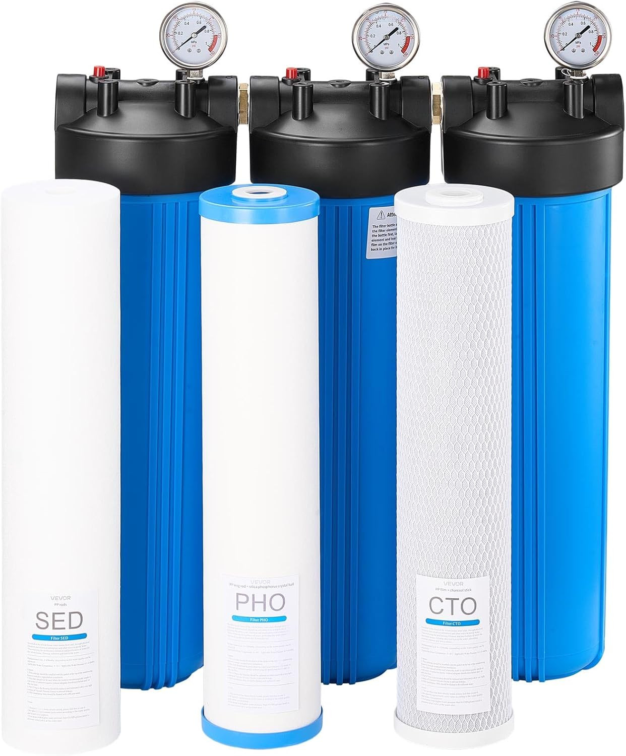 3-Stage Whole House Water Filter System – Reduces Chlorine, Odor & Rust