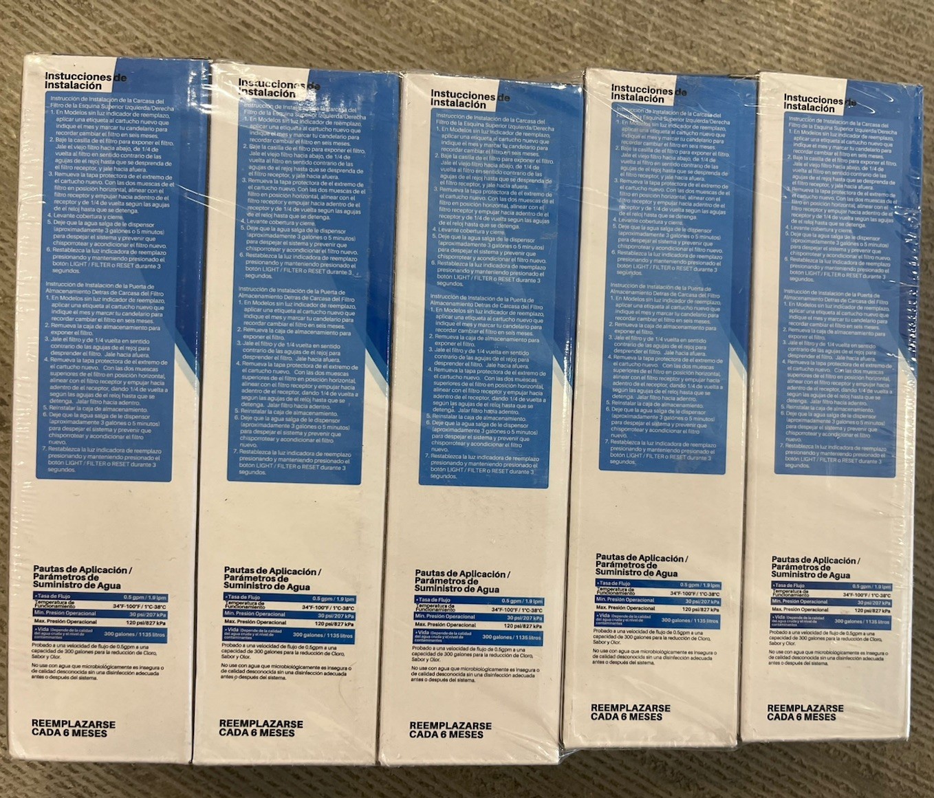 5 Pack Fit For LG LSXS26366S LG LT800P ADQ73613401 Fridge Water Filter Icepure