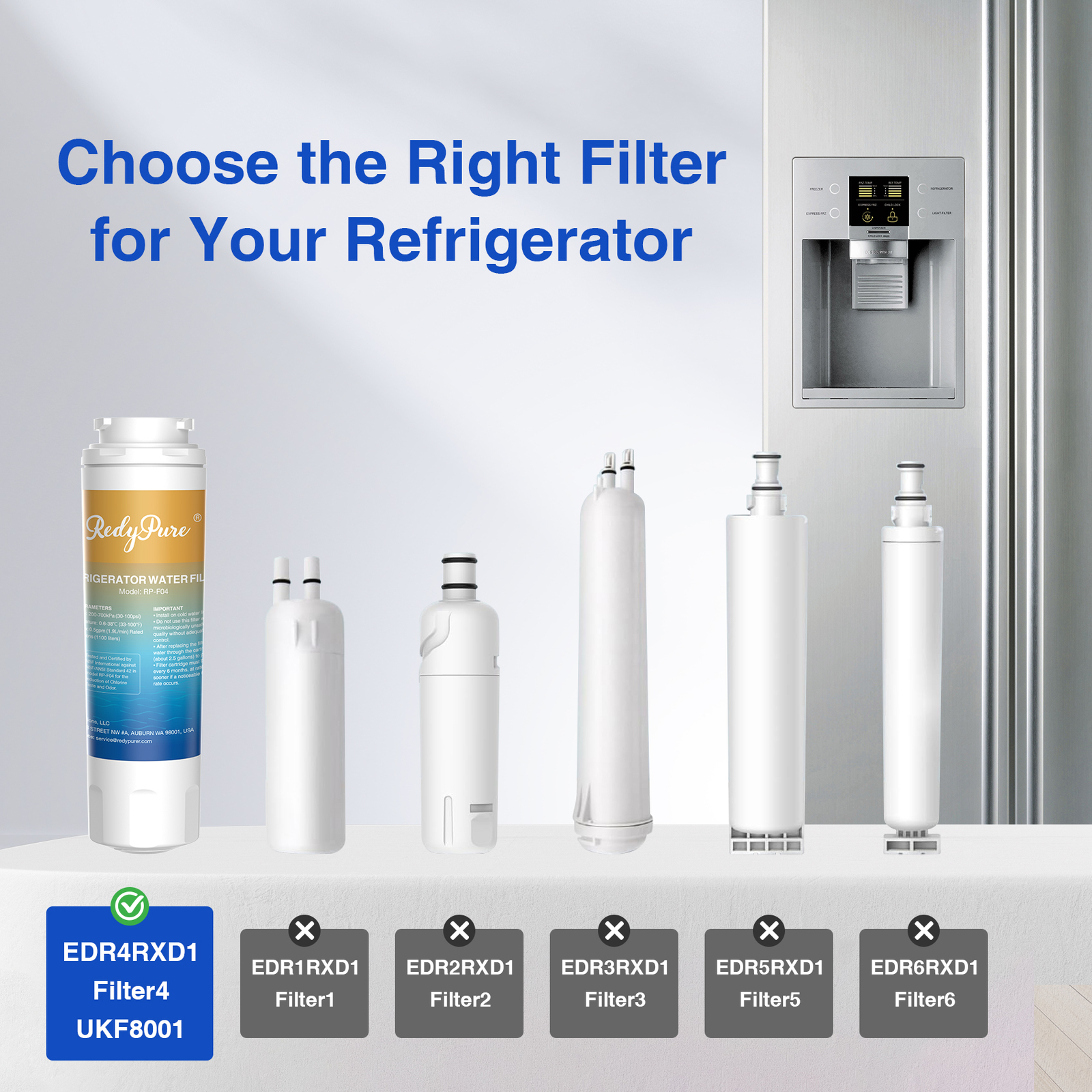 5 Pack Fit for UKF8001 4396395 RWF0900A UKF8001AXX-200 Refrigerator Water Filter