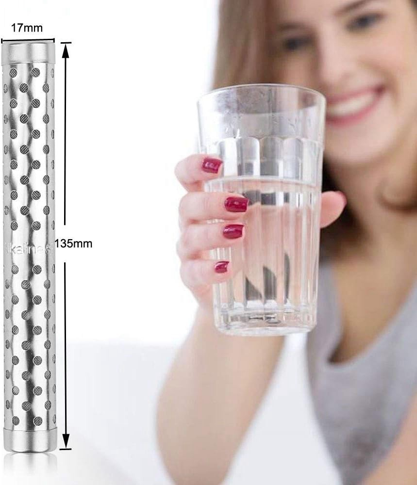 2 PCs Portable Alkaline Hydrogen Water Ionizer Stick pH Booster Stainless Steel
