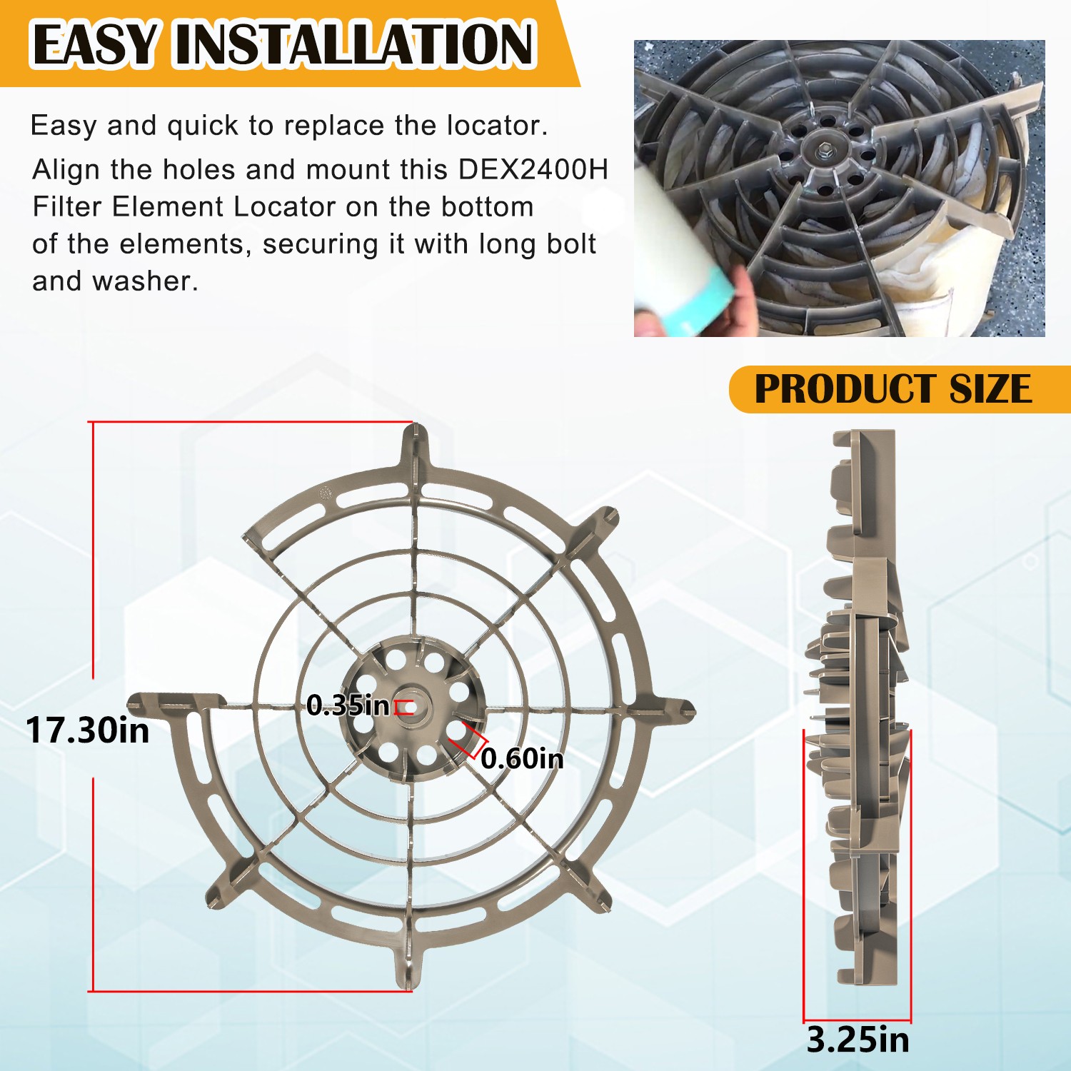DEX2400H Filter Element Locator Replacement for Hayward ProGrid DE Filters