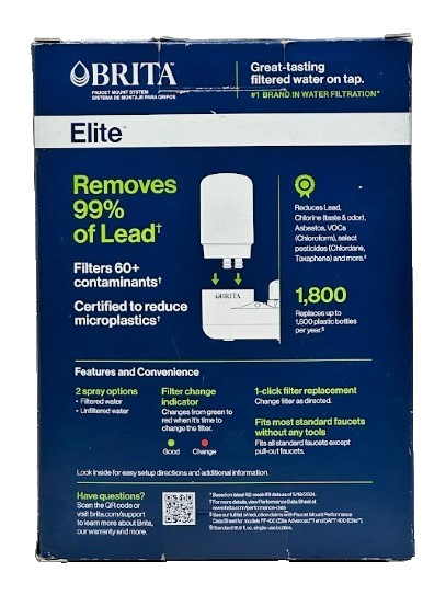 Brita Elite Faucet Mount Water Filter System Chrome | Removes 99% of Lead