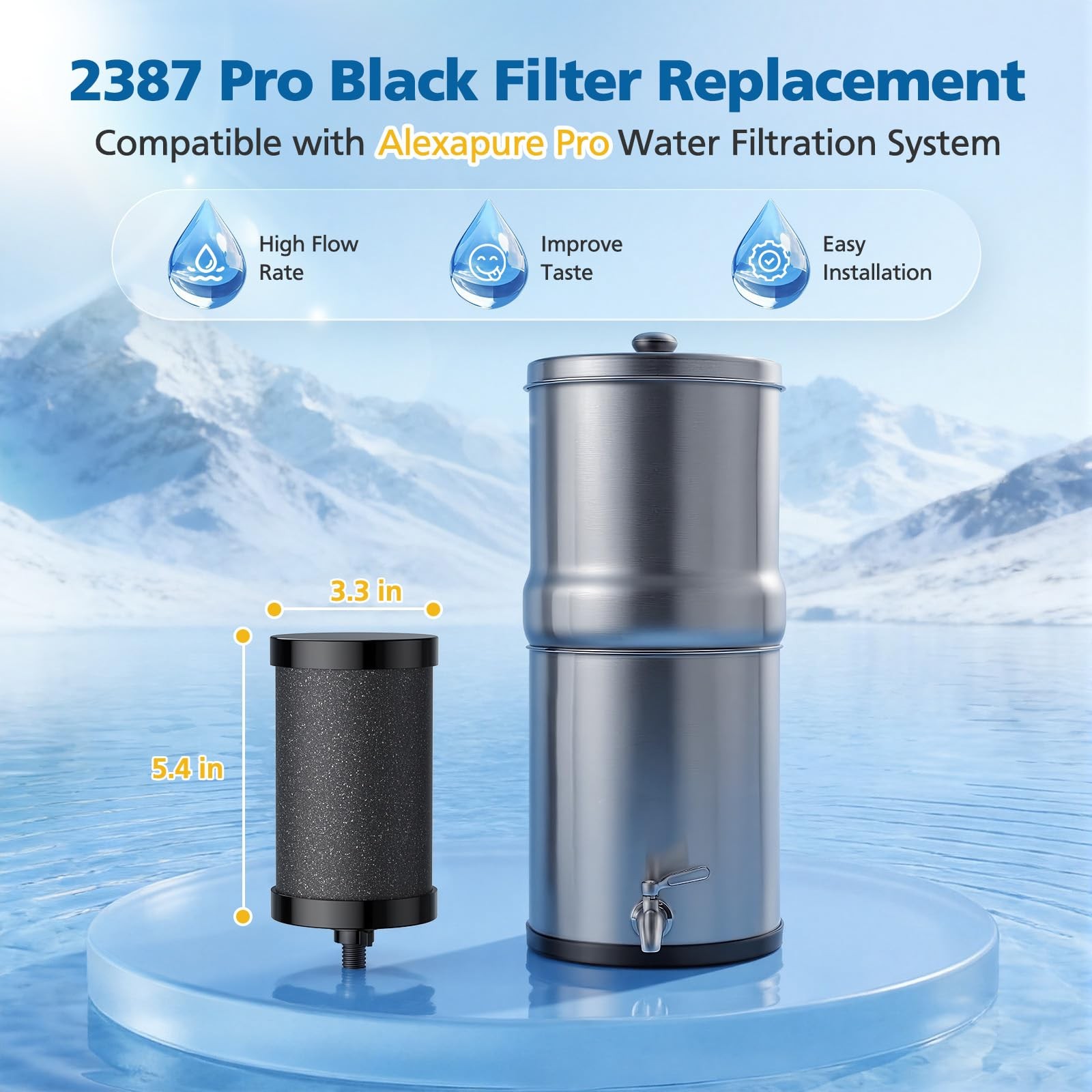 2387 Pro Filter Replacement, NSF Certified for Alexapure 2387 Pro Water Filter,
