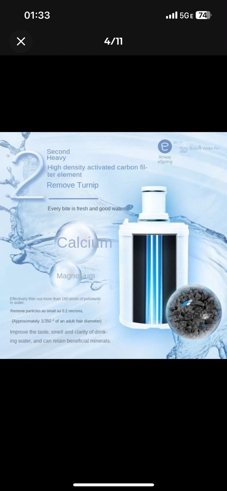 Amway ESpring Replacement Water Filter Purifier Cartridge UV Technology 100186