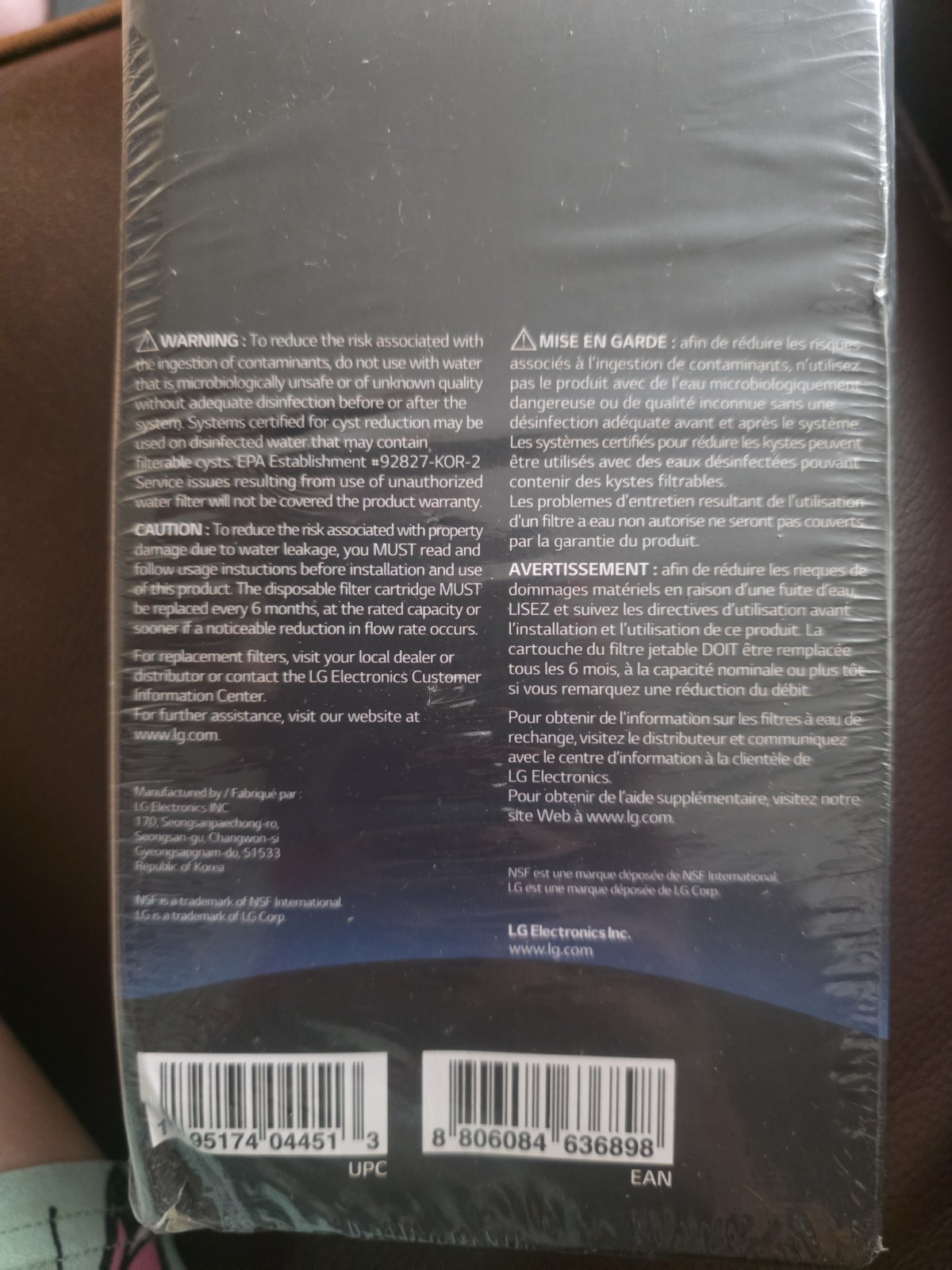 OEM LG LT1000P2 Water Filter Replacement Cartridge 2 Pack Sealed