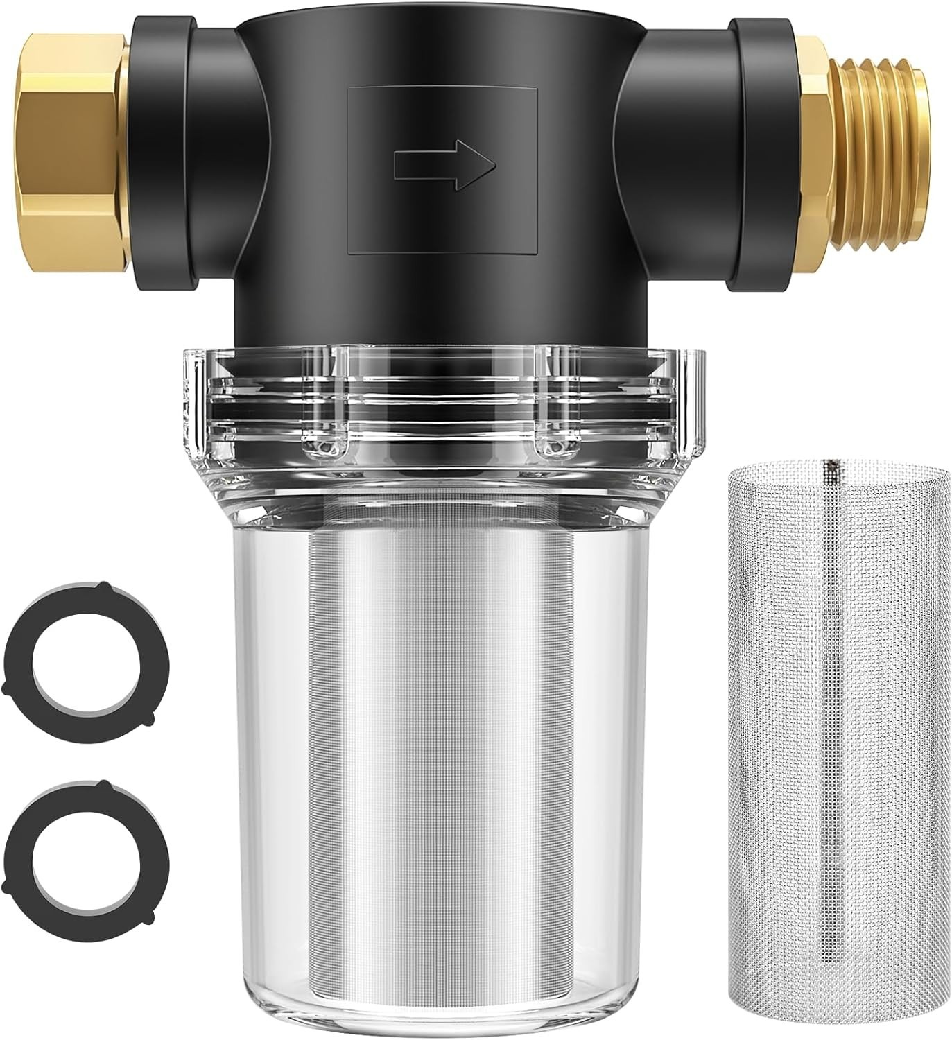 Compact Hose Filter with Dual Mesh Screens & Lightweight Design – 3x5x2 in