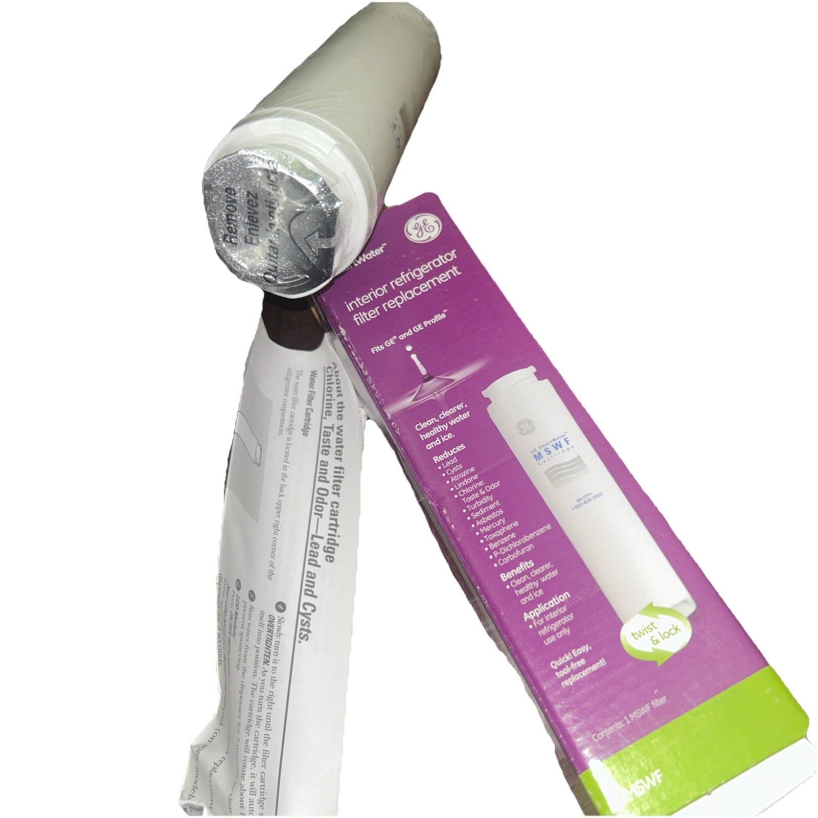 GENUINE GE MSWF SmartWater Refrigerator Water Filter Fits GE & GE Profile NEW FS
