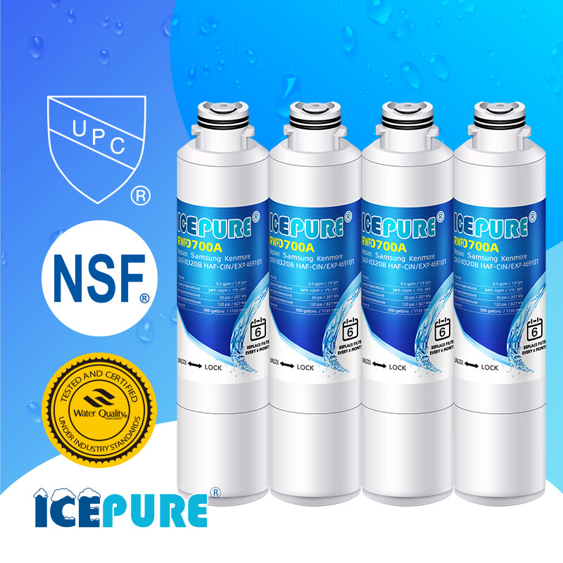4 Pack Fit for Samsung HDX FMS-2 RF260BEAESR/AA HAFCIN Water Filter Icepure
