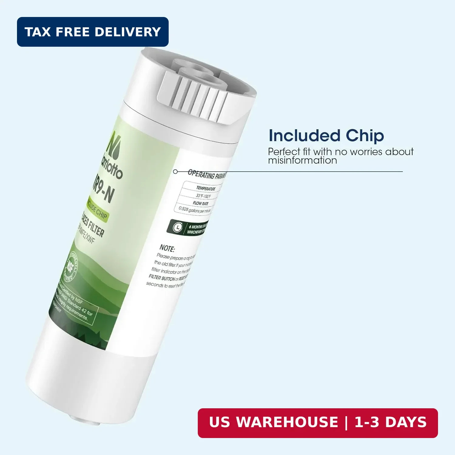 MARRIOTTO Water Filter Compatible with XWFE (Built-in CHIP), Replacement for GE