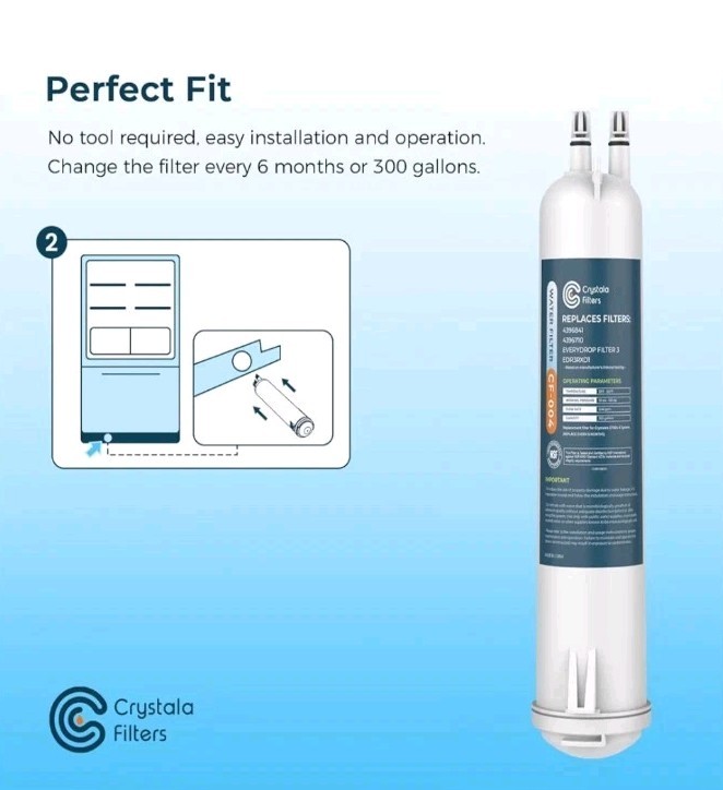 Crystala Refrigerator Filter, Replacement for Kenmore® 46-9083, 46-9030, 6 Pack