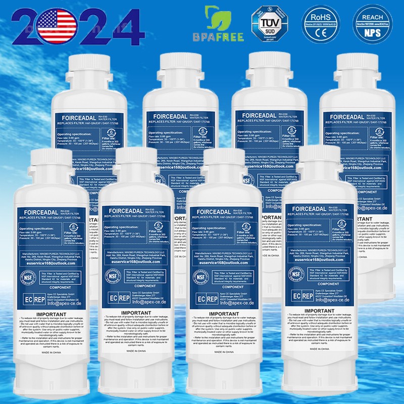 8-1Pack for Samsung DA97-17376B HAF-CIN/EXP White Refrigerator Water Filter