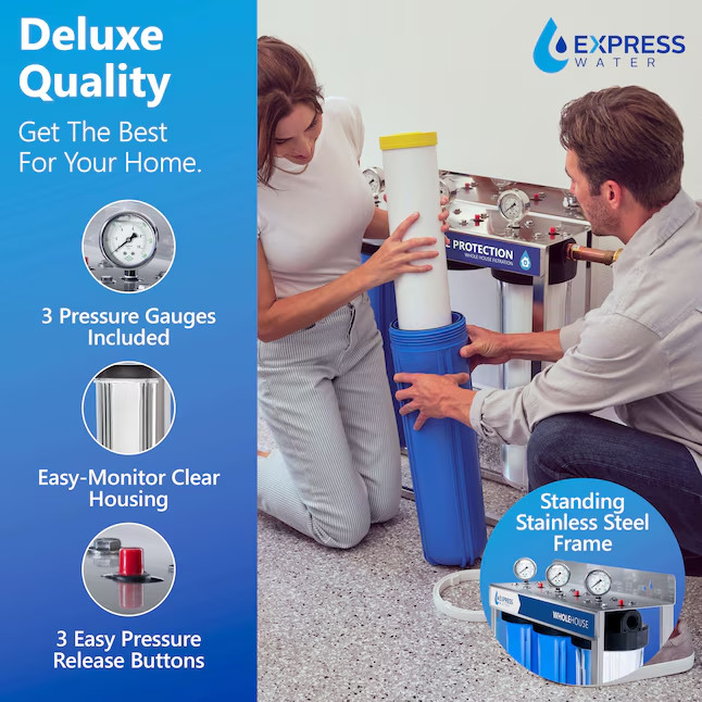 Express Water 3-Stage Whole House Water Filter System 15 GPM Carbon 5 Micron
