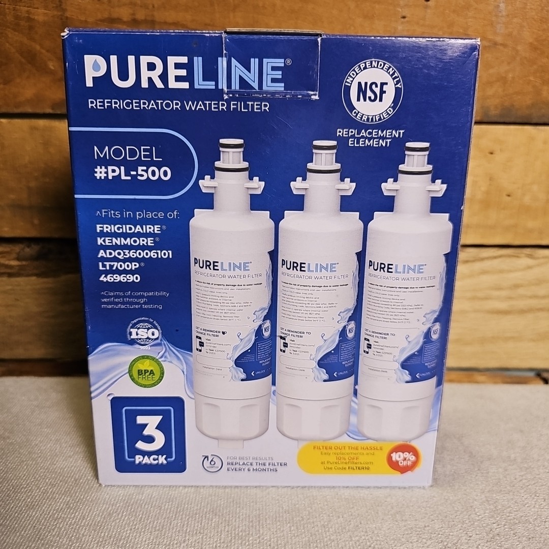 Pureline Refrigerator Water Filters 2 Pack Replacement PL-500 Frigidaire Kenmore