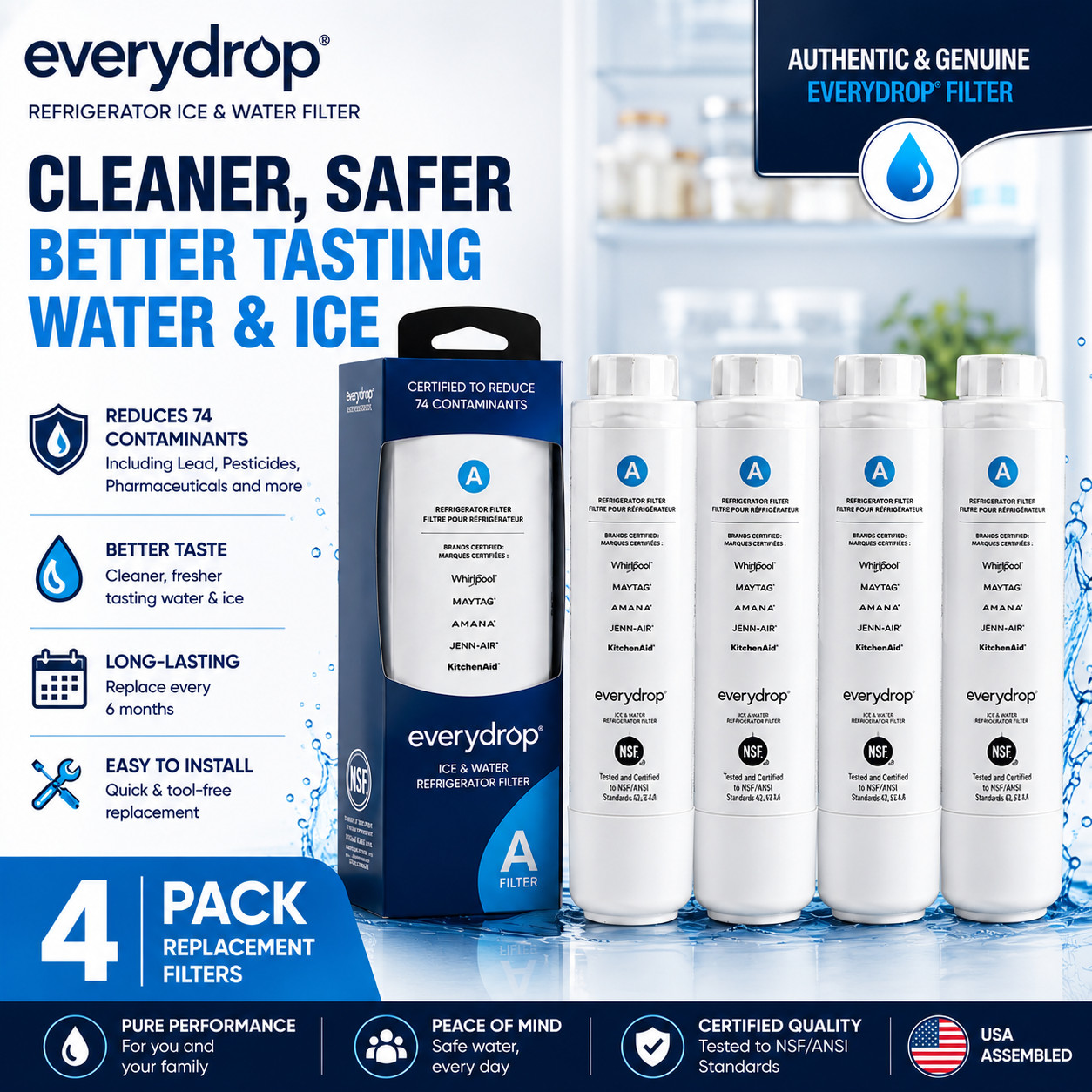 4-6-8 PACK EDRARXD1 Ice and Water Refrigerator Filter Replacement US free SHIP