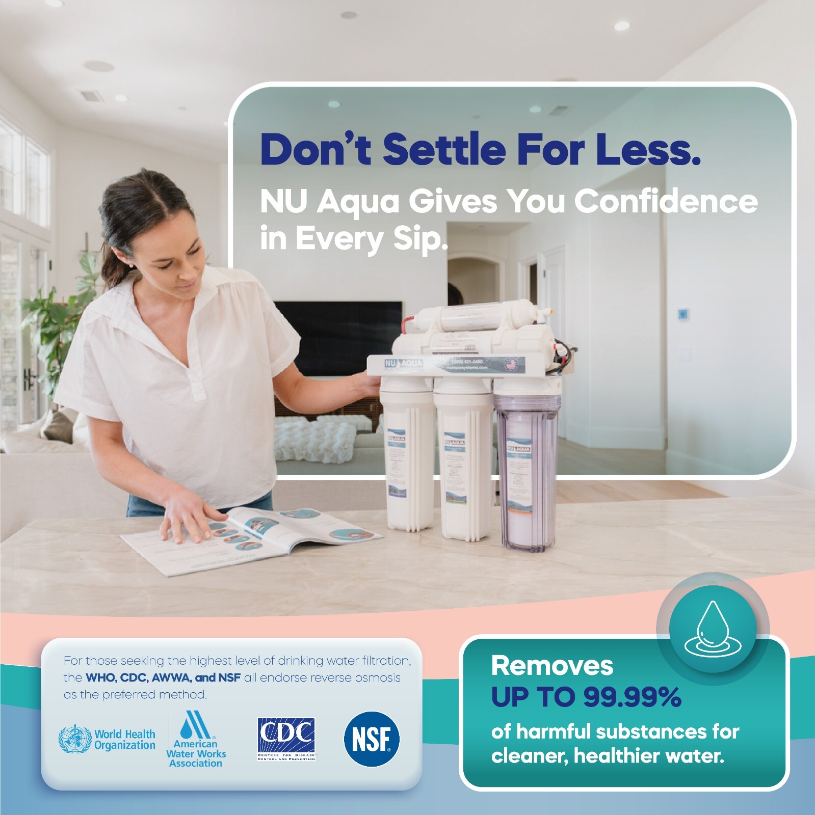 NU Aqua 100GPD Under Sink Reverse Osmosis Water Filter System – 120 Day Trial