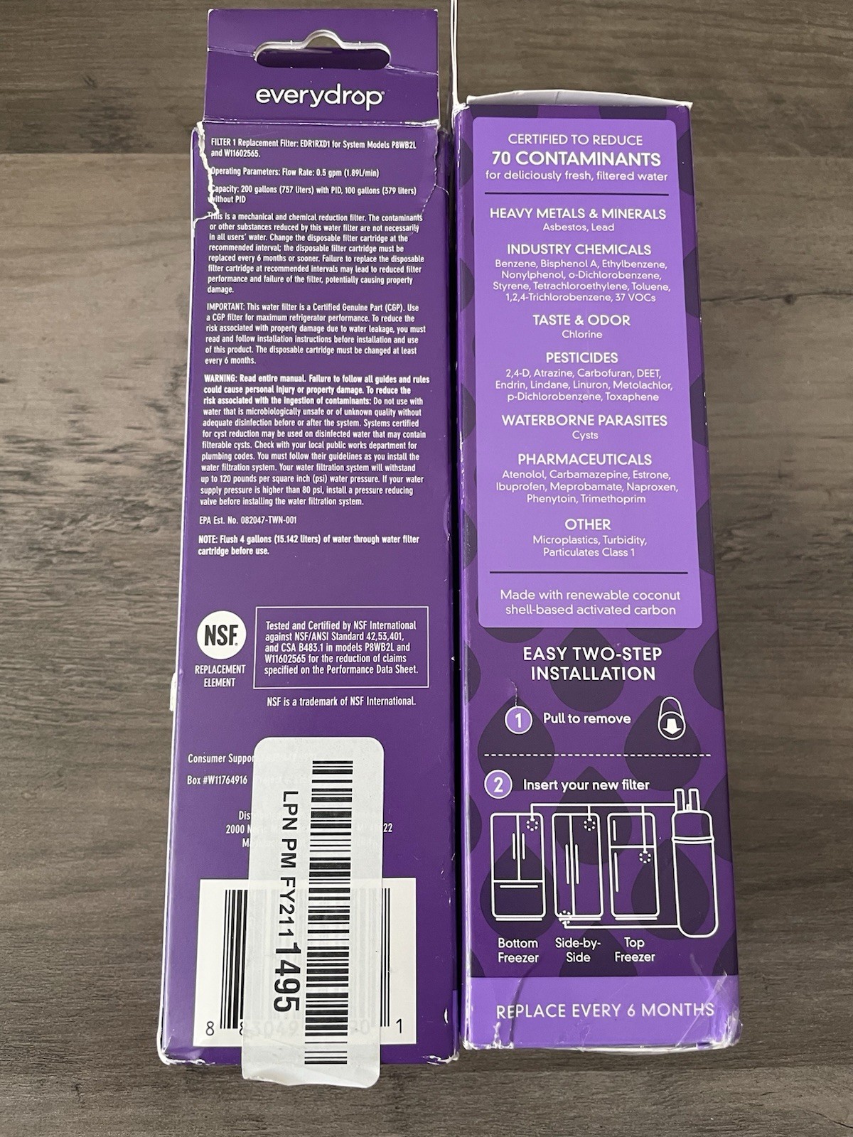2 PACK ΕVΕRYDROP ΕDR1RXD1 Refrigerator ICE Water Filter 1 Replacement New