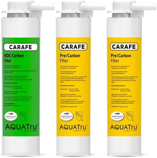 AquaTru Carafe One- Filter Set – Guaranteed Clean Water for 300-600 Gallons