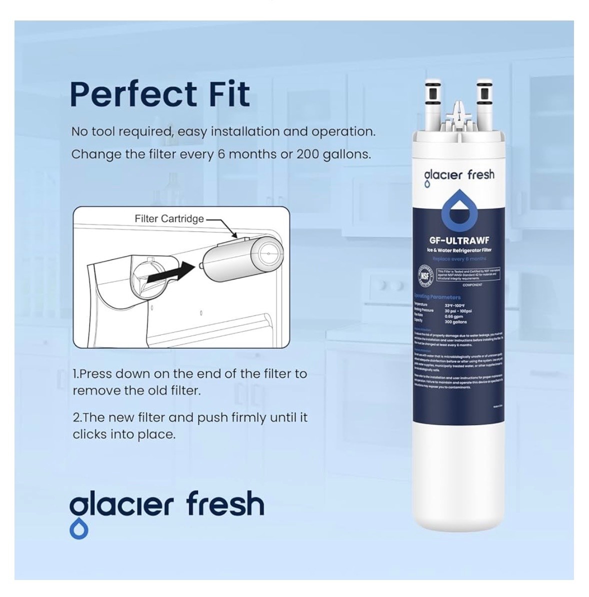 3 PACK GLACIER FRESH Frigidaire ULTRAWF Pure Source Ultra Kenmore Water Filter