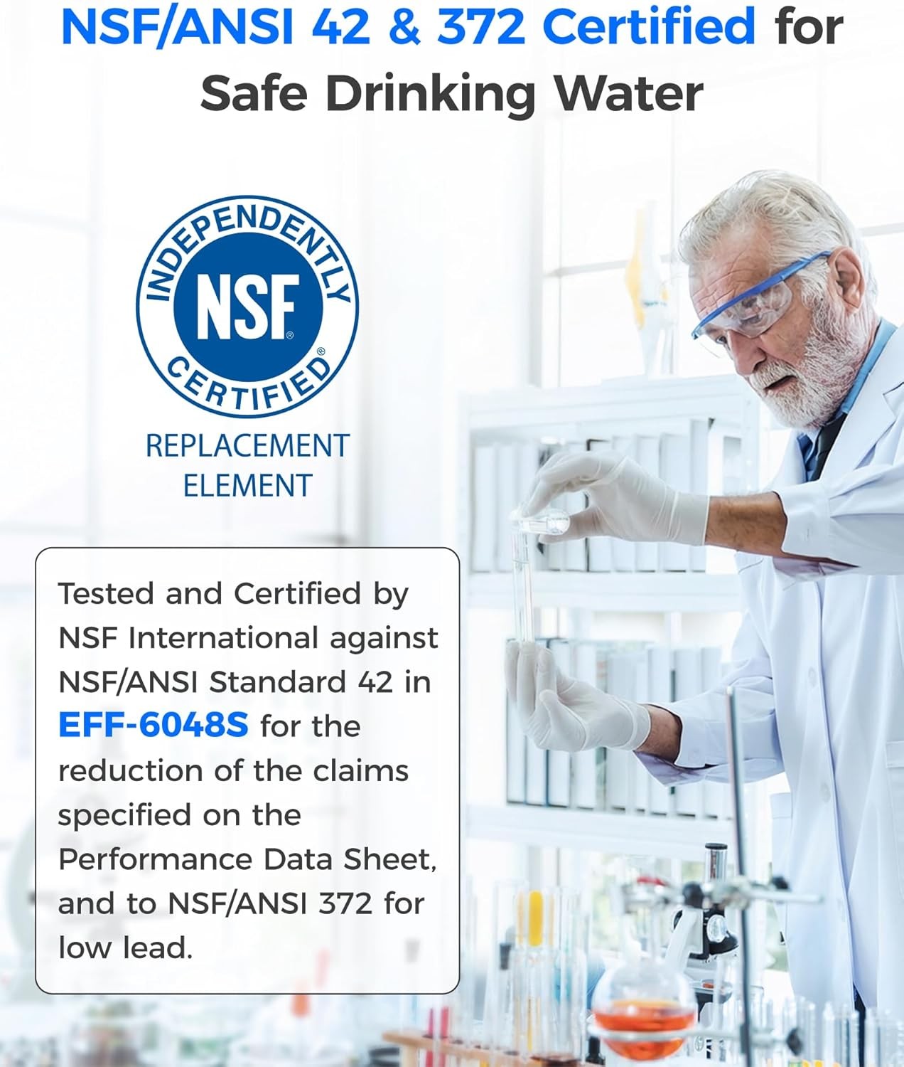 Waterdrop XWF NSF Certified Refrigerator Water Filter,Replacement for GE® XWF