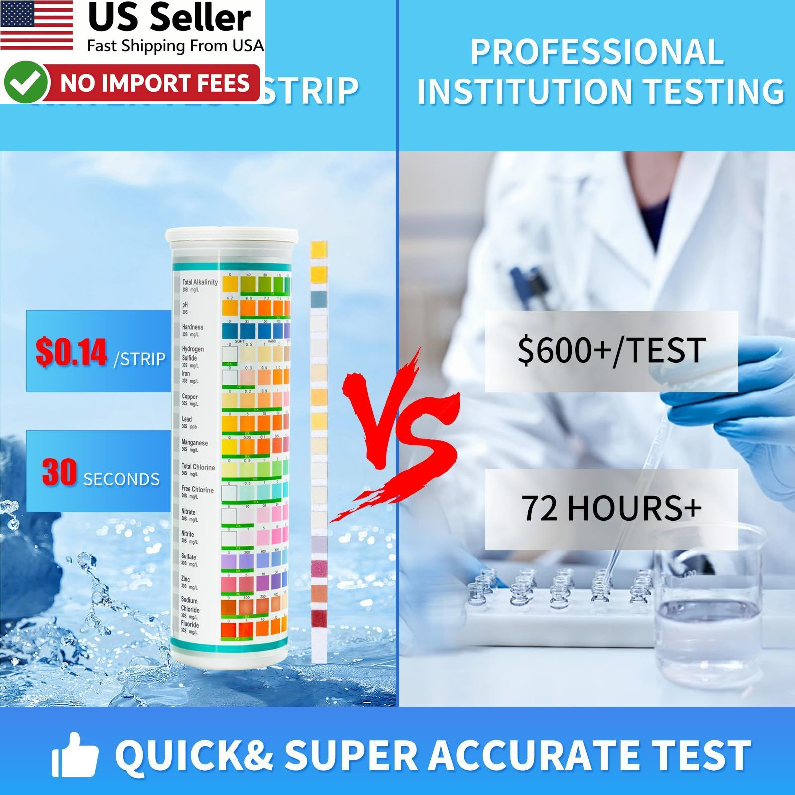 Accevo 20 in 1 Water Test Kit 125 Strips Lead Chlorine Hardness Iron FROM USA