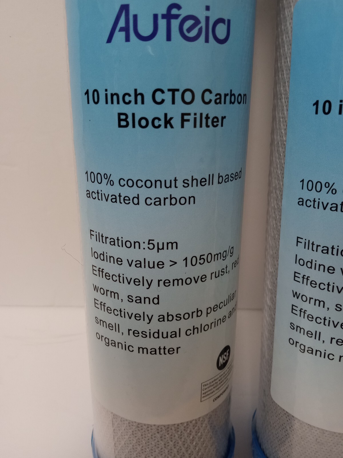 Aufeia 10 in x 2.5 in CTO carbon block filter Replacement for Whole House RO 5μ