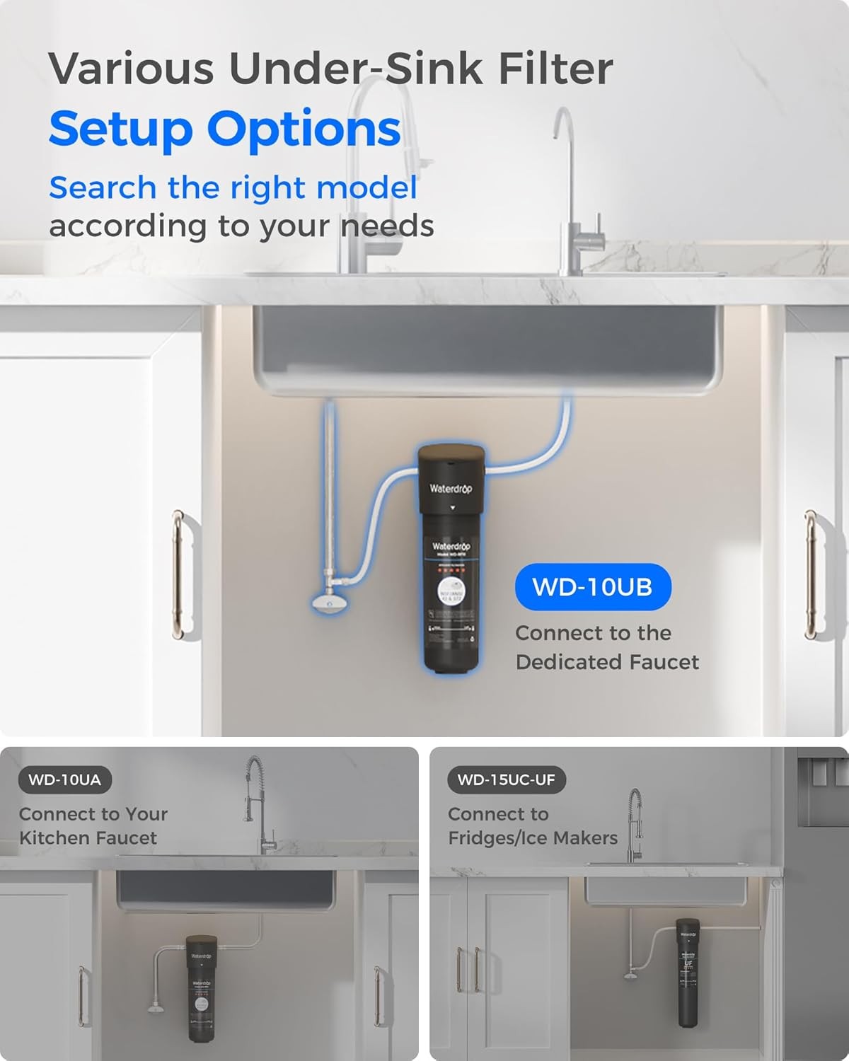 Waterdrop 10UB Under Sink Drinking Water Filtration System, NSF/ANSI 42
