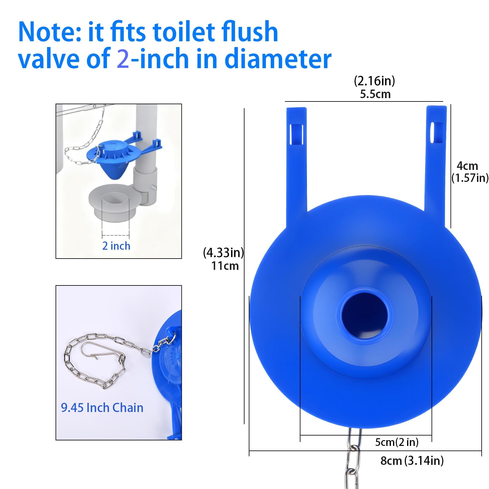2-Pack 2″ Toilet Flapper Replacement Kit – Universal Toilet Tank Flapper with…