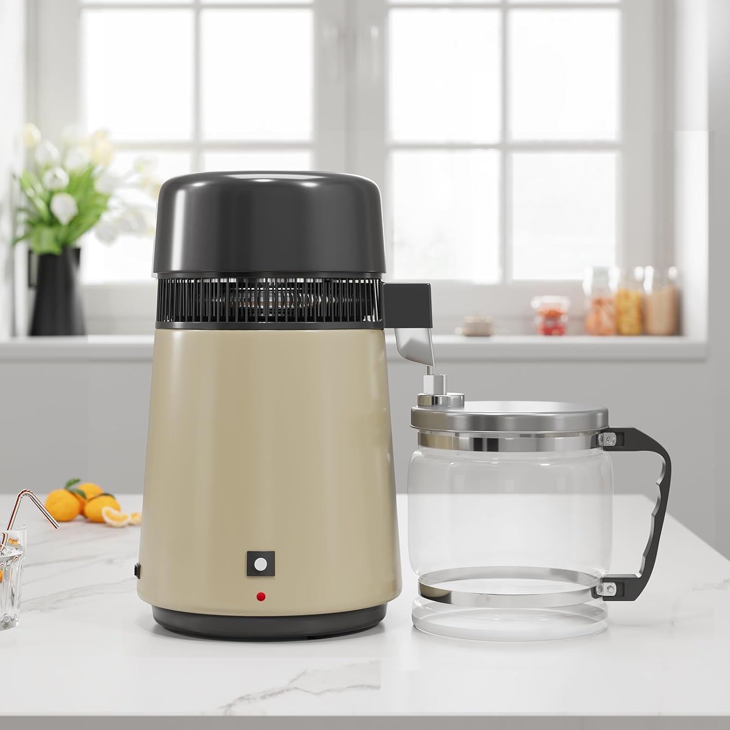 4L Stainless Steel Water Distiller 750W with Glass Jug, Gold/Red/Silver