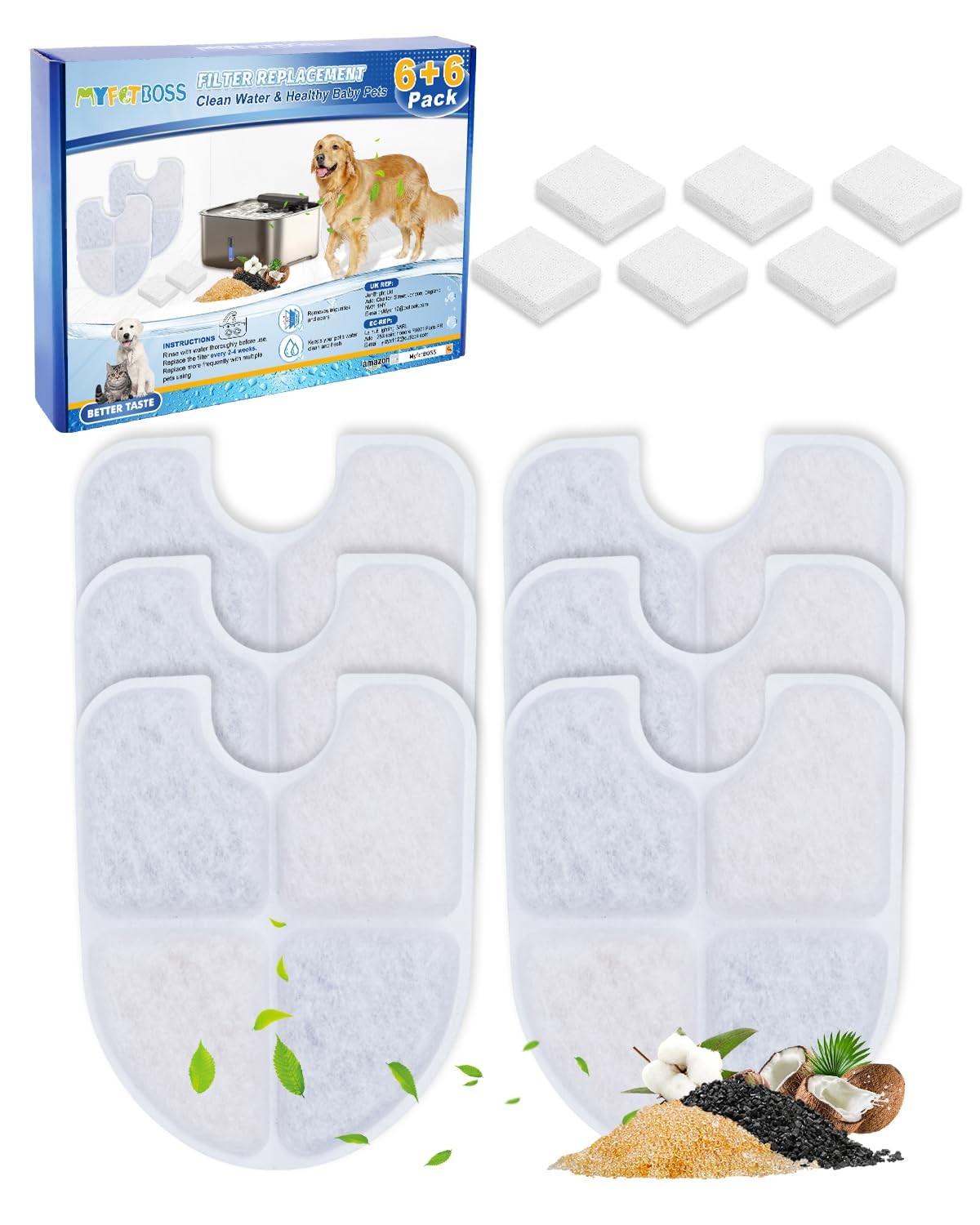 6+6 Pack Dog Water Filter Replacements with FEELNEEDY 3Gal/12L Dog Water Disp…