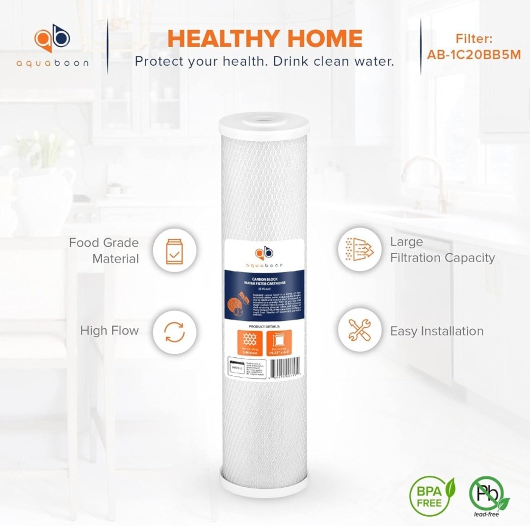 Aquaboon 4 5 x 20 inch Carbon Filter Cartridge 5 Micron Coconut Shell CTO