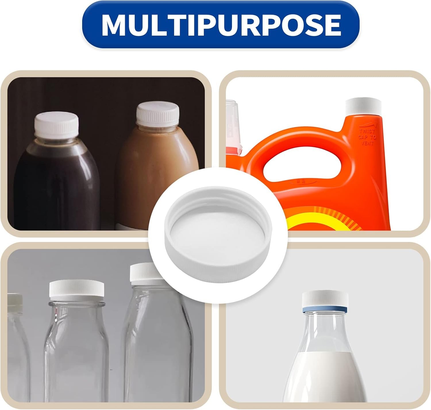 6Pcs 53mm Water Bottle Caps, Jug Caps Screw Top for 3 or 5 Gallon Jugs