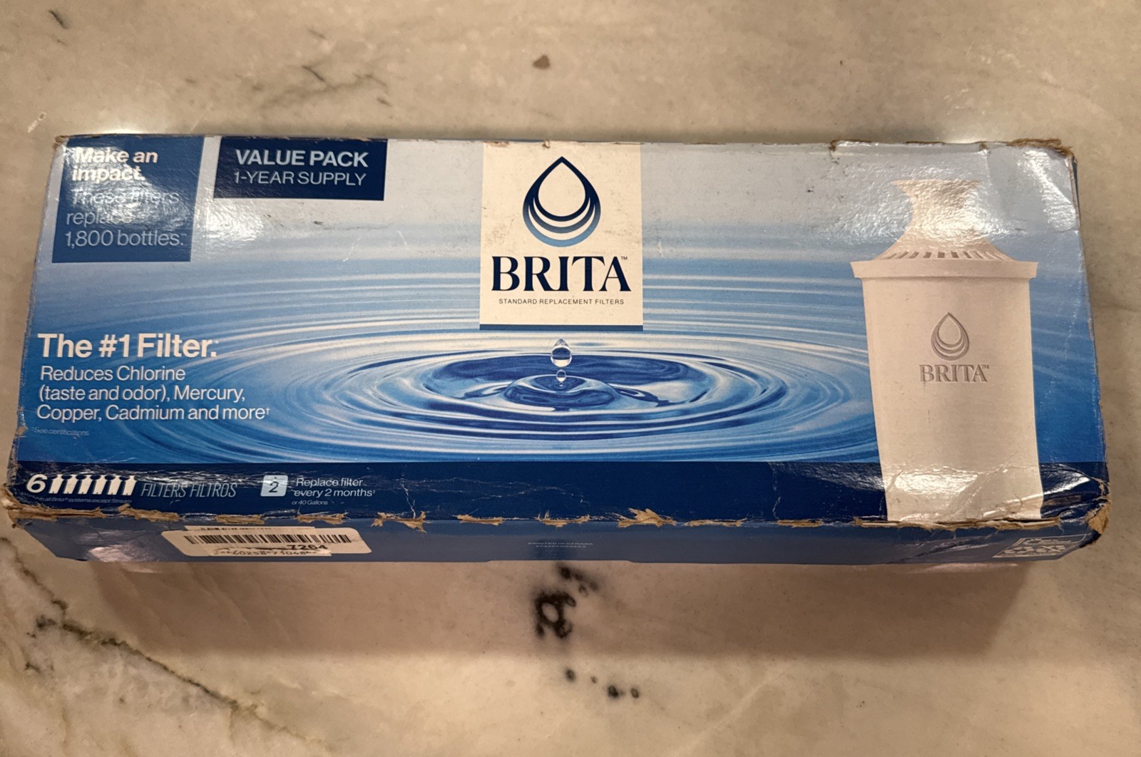 Brita Standard Water Filter Replacement 6 Pack White Pitcher Dispenser 36417