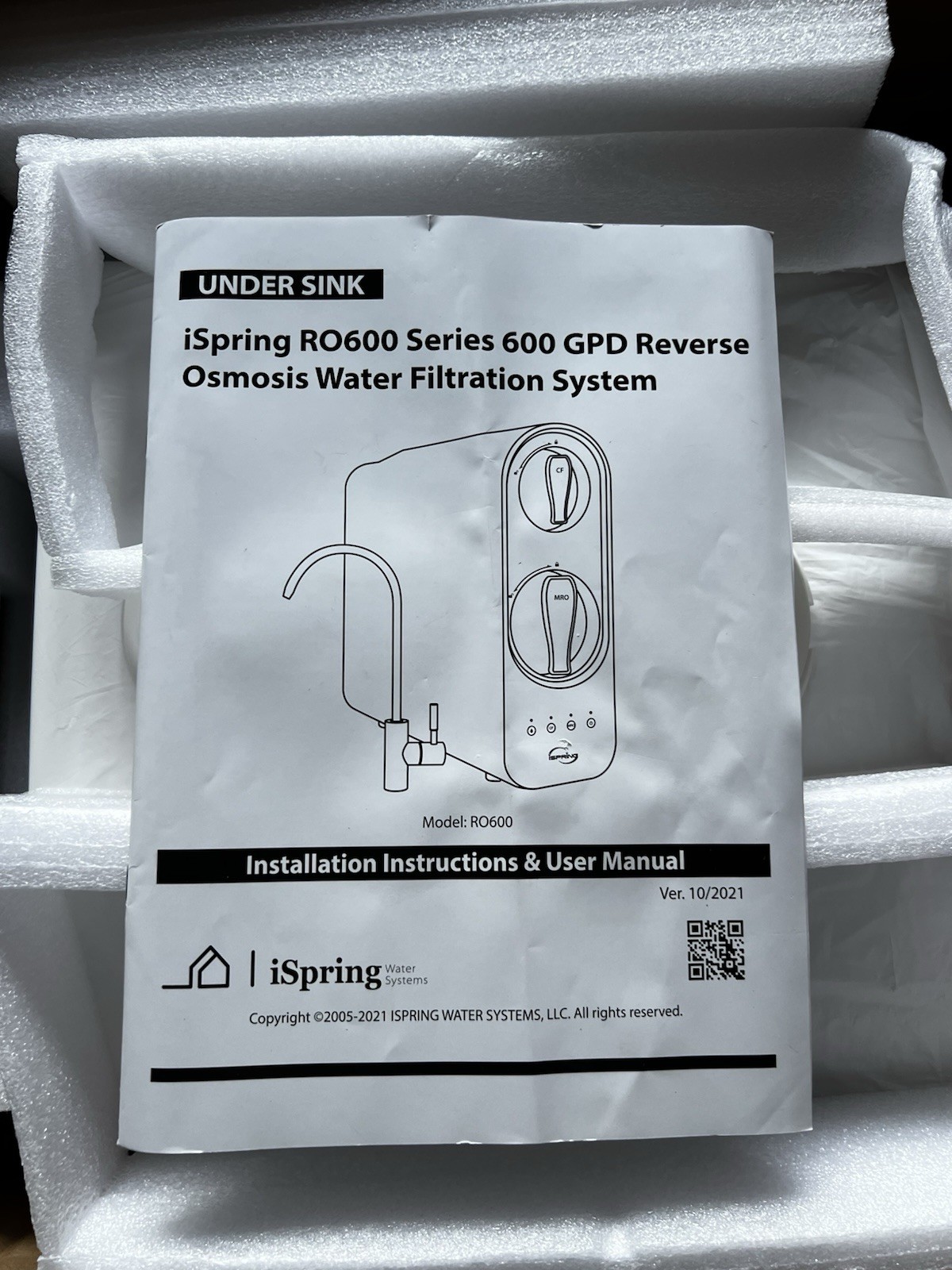 iSpring RO600 Tankless RO Reverse Osmosis Filtration System, 600 GPD UNIT ONLY