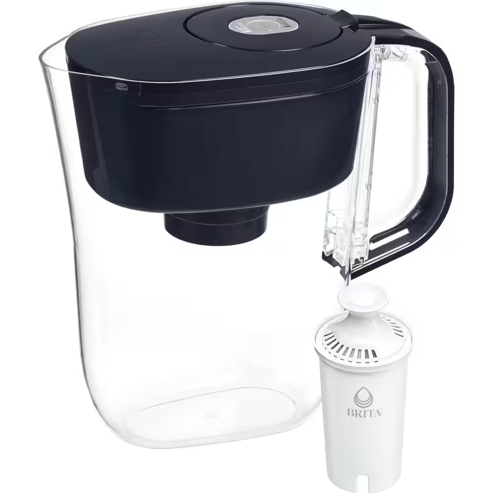 Denali 6 -Cup Small Water Filter Pitcher in Black with 1-Standard Filter, BPA Fr